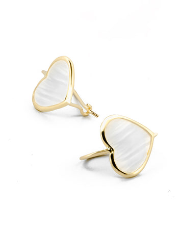 Aretes Corazón Abulón Oro Sólido 10k