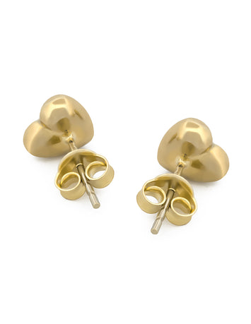 Aretes Corazón Facetado Oro Sólido 10k