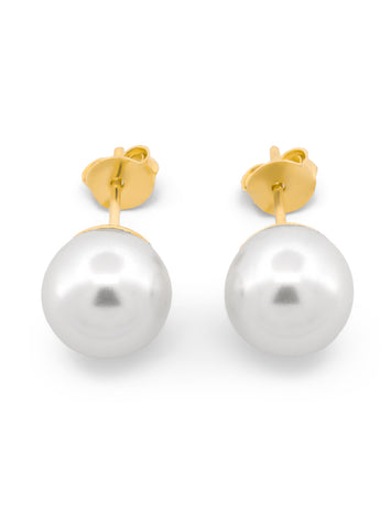 Aretes Perla Natural Para Dama Oro Sólido 14k
