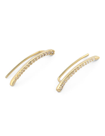 Aretes Trepadores Zirconias Oro Sólido 10k