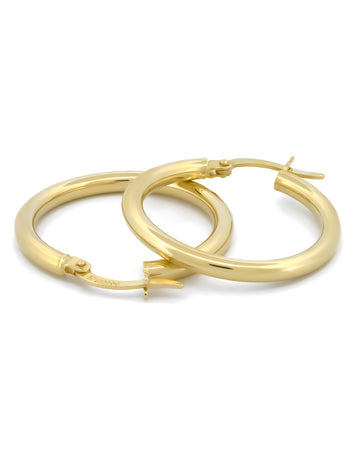 Arracadas Redondas 3.0 Cm 2 mm Oro Sólido 10k