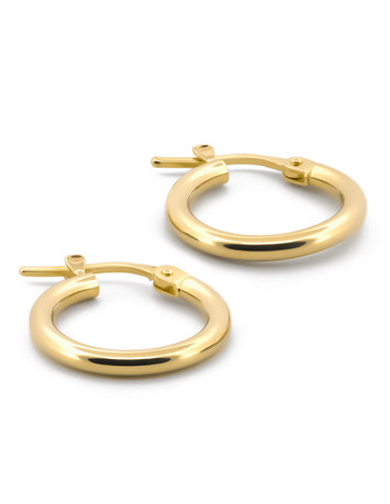 Arracadas Chicas Lisas Con Broche 1.6 cm Oro Sólido 14k