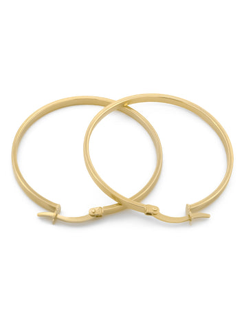 Arracadas Lisas 3.2 Cm Oro Italiano Sólido 14k