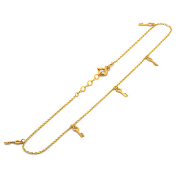 Pulsera Tobillera Llaves Oro Solido 14k