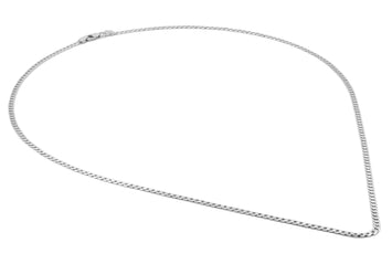 Cadena Barbada 60 Cm 3 mm Oro Blanco Sólido 14k