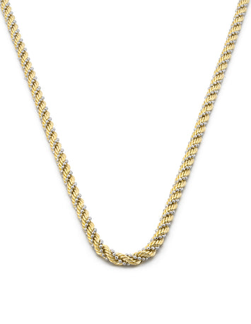 Cadena Gargantilla Dama Trenzada 3 mm 2 Oros Sólido 14k