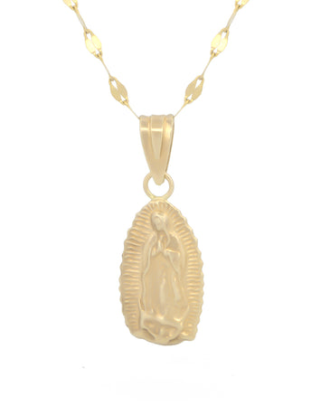Cadena Con Dije Virgen 1.4 cm Bautizo Oro 10k Sólido