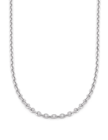 Cadena Rolo Oro Blanco Italiano Sólido 14k 45 Cm