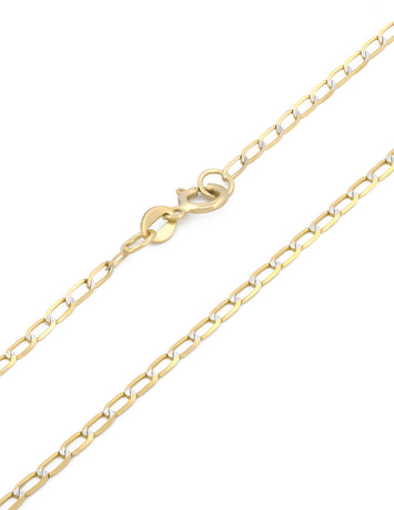 Cadena Barbada Inglesa 40 cm 1.5 mm Diamantada Oro Sólido 14K