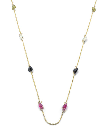 Cadena Con Zirconias Colores Oro Sólido 10k