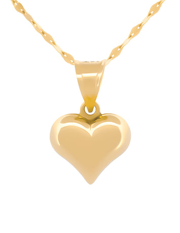 Cadena Gargantilla Corazon Liso 1 cm Oro Solido 14k
