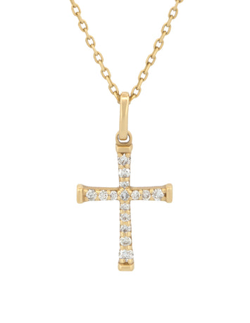 Gargantilla Cruz Diamantes Oro Sólido 14k