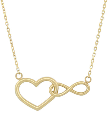 Cadena Gargantilla Dama Corazón Infinito Oro Sólido 10k
