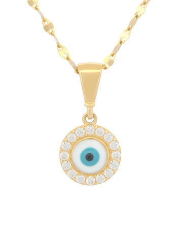 Cadena Dije Ojito 8 mm Oro Sólido 14k