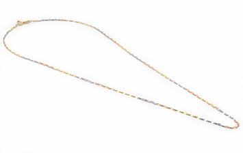 Cadena Plaquita 3 Oros 10k Sólido 40 cm