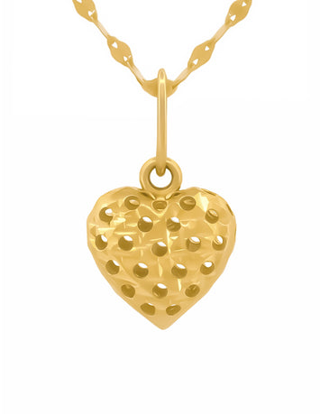 Cadena Gargantilla Corazón Puntos 0.8 cm Oro Solido 14k