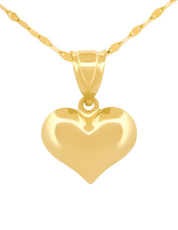 Cadena Gargantilla Corazón Liso 1.0 cm Oro Amarillo Sólido 14k
