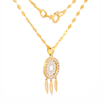 Cadena y Dije Atrapador de Sueños 1.2 cm Oro Sólido 10k