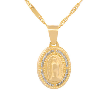 Cadena Con Medalla Virgen Bautizo Oro 10k Sólido