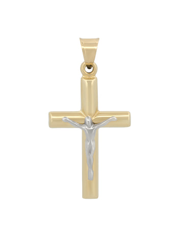Dije Cristo Tubular 2.1 cm por 2.5 mm Oro Sólido 14k