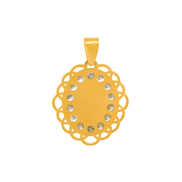 Dije Medalla Virgen Oro 14k Sólido Primera Comunión 1.7 Cm Contorno
