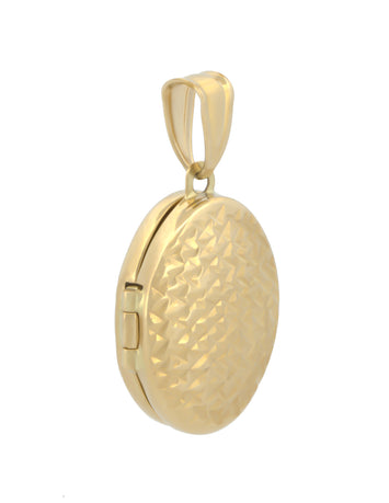 Dije Relicario Oval Facetado Oro Sólido 14k