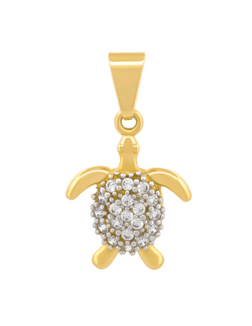 Dije Tortuga Piedras 1.4 cm Oro Sólido 14k