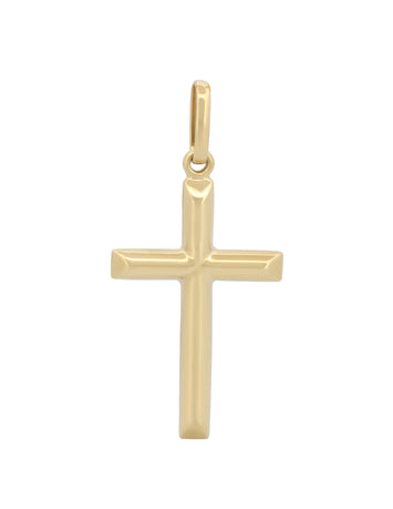 Dije Cruz Lisa Tubo 2.5 cm Oro 14k