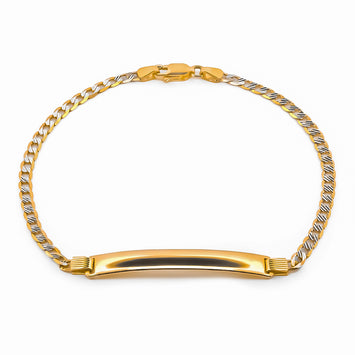 Esclava Barbada Diamantada 21 cm 3.5 mm Oro Sólido 14k