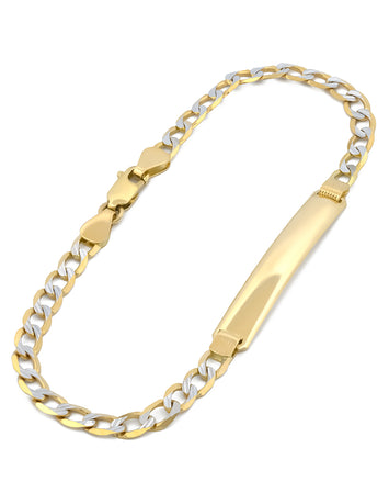 Esclava Barbada Diamantada 21 cm 5 mm Oro Sólido 14k