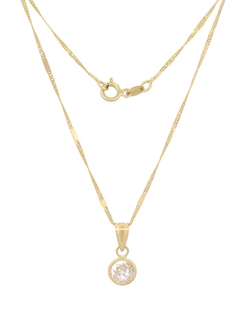 Hermosa Cadena Gargantilla Dama Piedra 6 Mm Oro Sólido 10k