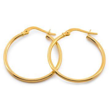 Hermosas Arracadas Lisas 2.4 Cm Oro Italiano Sólido 10k