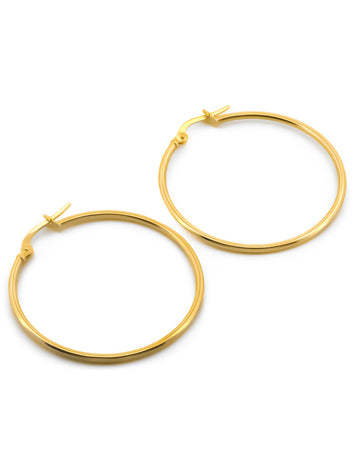 Hermosas Arracadas Lisas 3.9 Cm Oro Sólido 14k