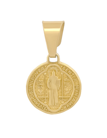 Medalla San Benito 1.1 Cm Bautizo Bebe Oro Sólido 10k