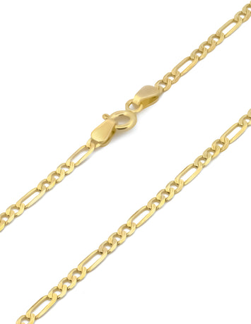 Cadena Figaro 2.5 mm 60 Cm Oro Sólido 10k