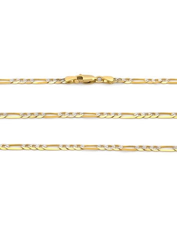 Cadena Figaro Diamantada 2.5 mm 55 Cm Oro Sólido 14k
