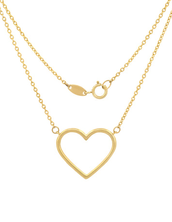 Gargantilla Dama Corazón Contorno Liso Oro Sólido 10k