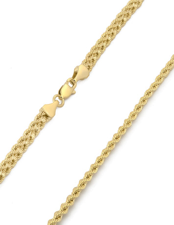 Cadena Gargantilla Dama Trenzada 3 mm Oro Sólido 14k