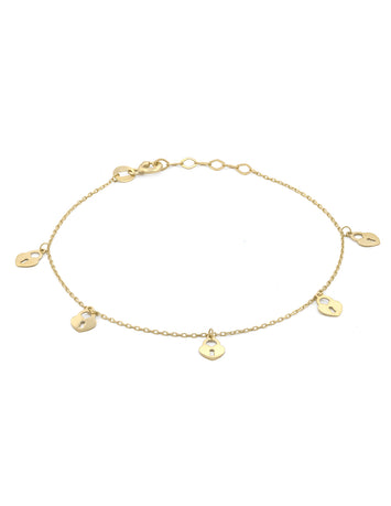 Pulsera Llaves Corazones Oro Sólido 14k