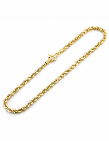 Pulso Torzal 2 Mm 18.5 cm Oro Sólido 14k