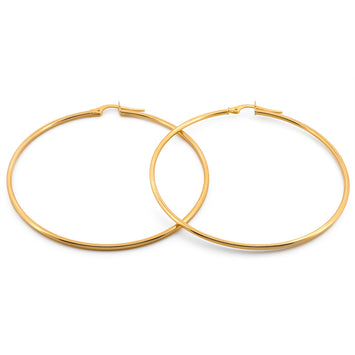 Hermosas Arracadas Lisas 4.9 Cm Oro Italiano Sólido 10k