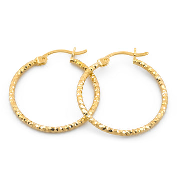 Arracadas Redondas Puntos Facetadas 2.3 Cm Oro Sólido 10k