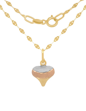 Gargantilla Corazon Chico 2 Vistas Oro Sólido 14k