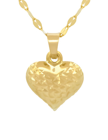 Cadena y Dije Corazon Facetado Oro Solido 10k