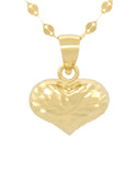 Cadena Gargantilla Corazón Facetado 1 cm Oro Amarillo Sólido 14k
