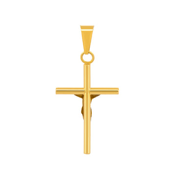 Dije Cristo Tubo Liso 3.1 cm Oro Sólido 10k