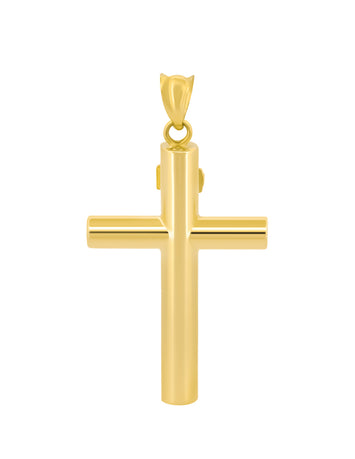 Dije Cristo Tubo 2.8 Cm Oro Sólido 14k