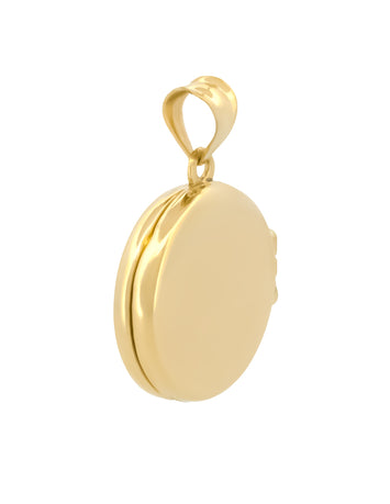 Dije Circular Relicario Liso Oro Sólido 14k