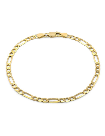 Pulsera Pulso Figaro 21 cm 3 mm Oro Sólido 14k