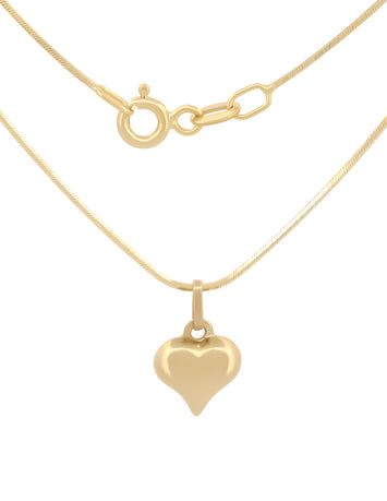 Hermosa Cadena Cola De Rata Dije Corazón Oro Sólido 14k